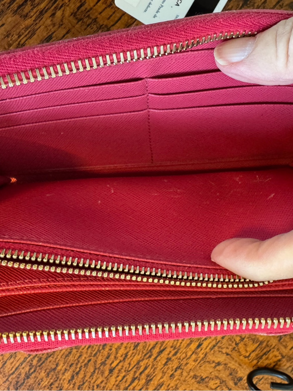 Prada Pink Saffiano Leather Fiocco Bow Zip Around Wallet - Picture 8 of 12